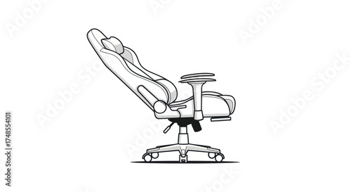 Ergonomic gaming chair with adjustable armrests and reclining back.