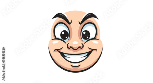 Cartoon Face with a Mischievous Grin and Wide Eyes.