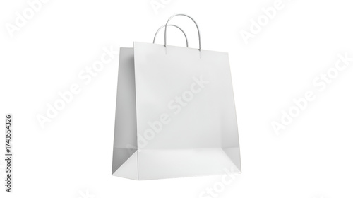 Plain White Paper Shopping Bag with Handles image