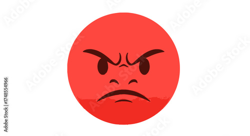 Red Angry Emoji with Frowning Mouth and Furrowed Eyebrows.