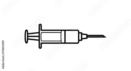 A simple line drawing of a medical syringe with a sharp needle.