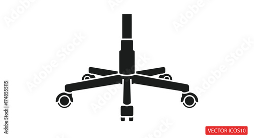 Black Office Chair Base with Five Legs and Rolling Casters.