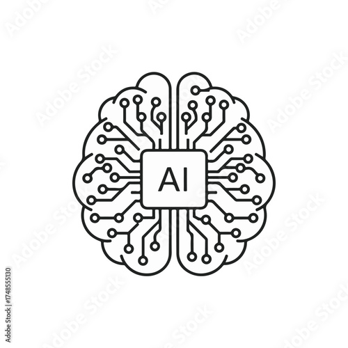 Ai brain vector illustration represents artificial intelligence and neural networks scalable