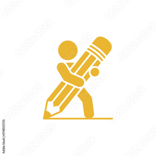  Creative Writing and Education Symbol Person Holding Pencil Icon vector