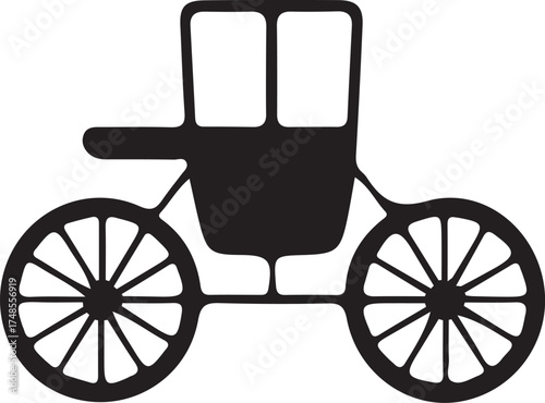 Elegant silhouette of an antique horse drawn carriage depicting vintage transportation