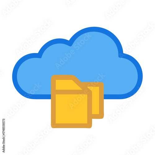 Cloud storage icon with two folders representing data transfer and backup