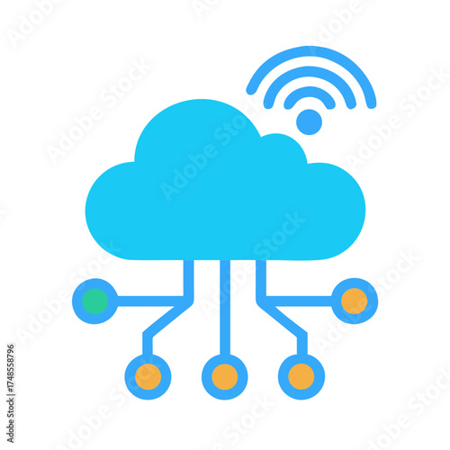 Cloud Computing and Connectivity Icon, Technology Network and Data Storage Concept