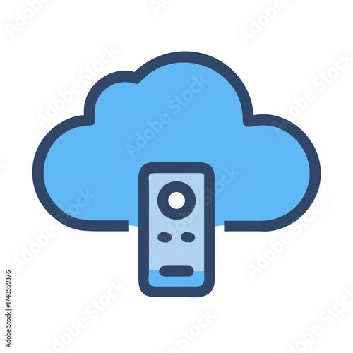 Cloud based remote control with simple graphic icon over black background
