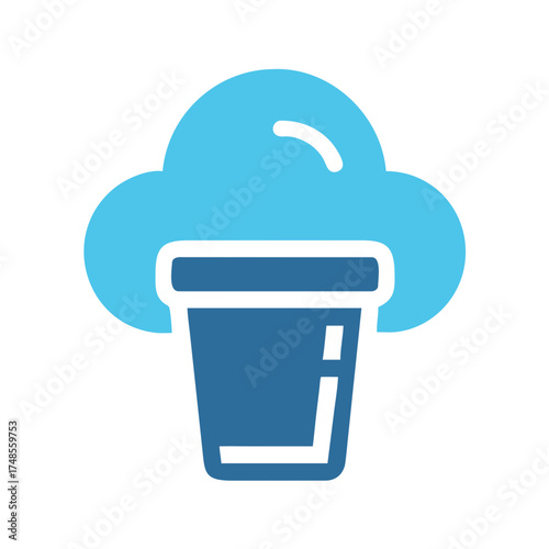 Stylized blue cloud in a blue container over a black background.