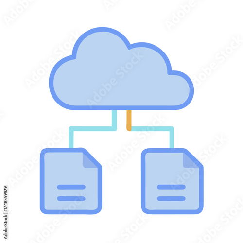 Simple cloud data sharing concept with documents, suitable for data management solutions