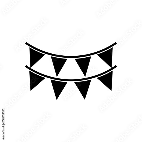 Illustration of hanging pennant flags silhouette