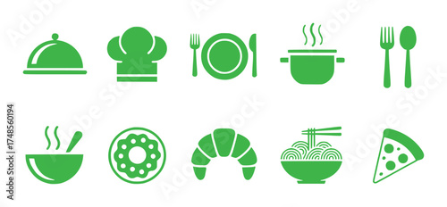 Green Food and Restaurant Icons A Culinary Collection