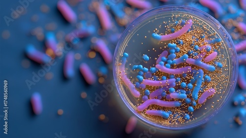 petri dish with bacteries inside on a plain background