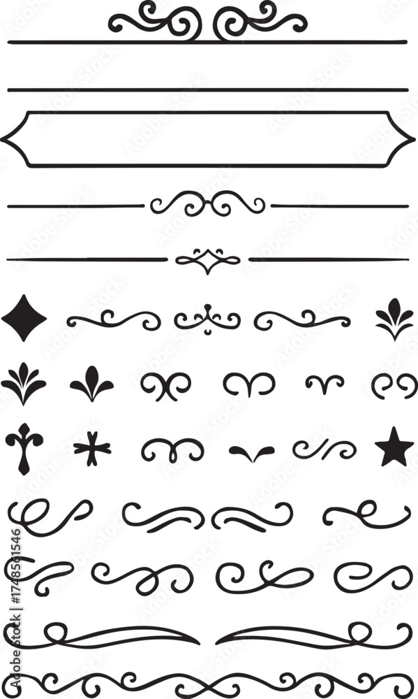 Fototapeta premium borders and divider lines a large collection of old western design elements embellishments vector.eps