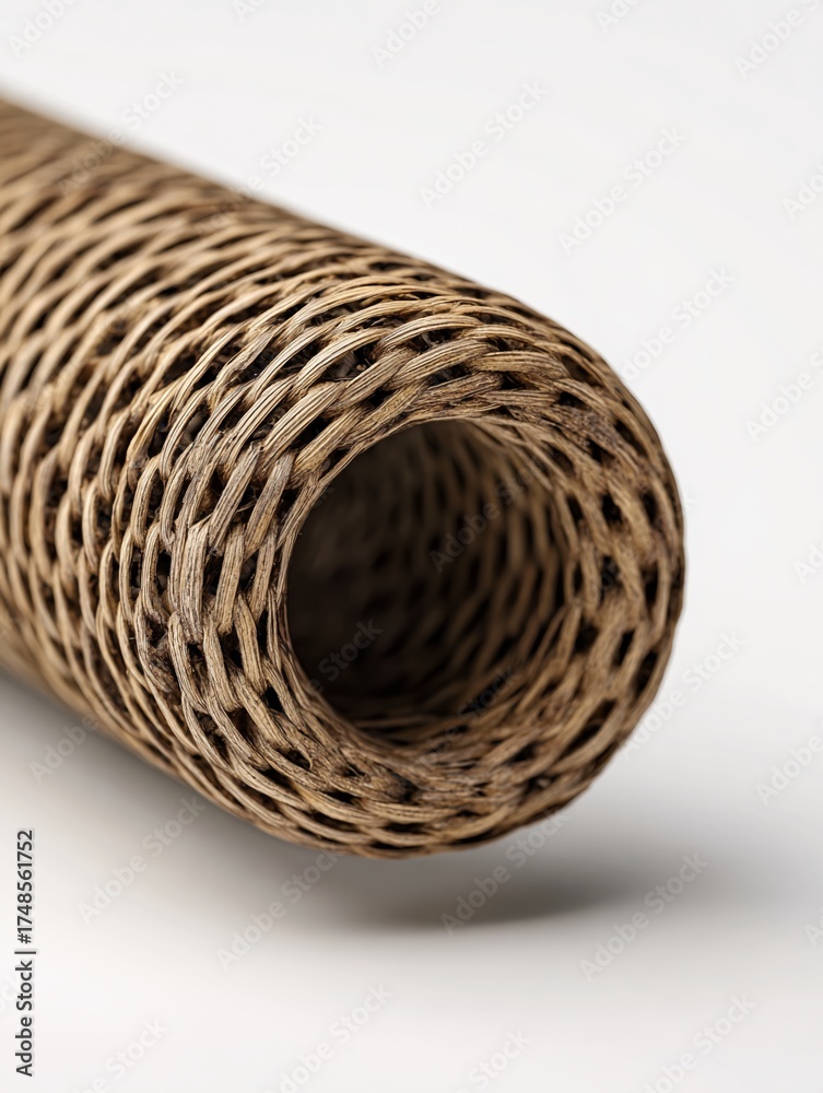 Obraz premium Abstract Roll Structure: A close-up perspective of a unique, intricately designed roll of natural material, revealing a captivating network of interwoven patterns and textures.