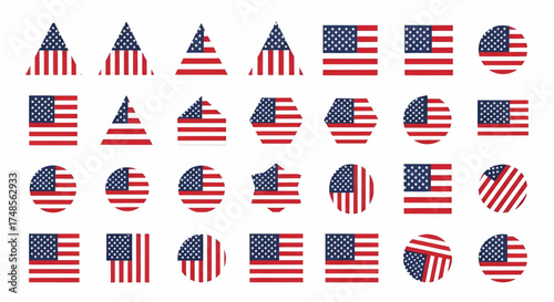American flag shapes vector patriotic symbol usa united states design
