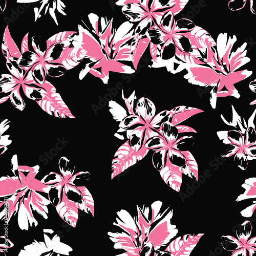 Seamless floral pattern, classic flower ornament, abstract ditsy print in vintage motif. Elegant botanical design of beautiful large wild flowers, leaves, small branches, herbs. Vector illustration.	
