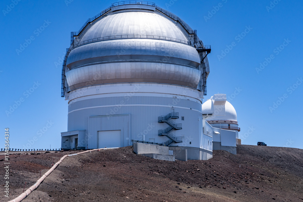 Fototapeta premium The Gemini Observatory comprises two 8.1-metre (26.6 ft) telescopes, Gemini North and Gemini South, situated in Hawaii and Chile. Top of Mauna Kea, Hawaii island / Big island.