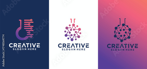 Technology Lab Logo Design, Lab bottle Logo Design, Laboratory glass logo with logo concept.