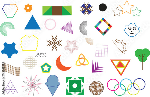 set of math banner icons