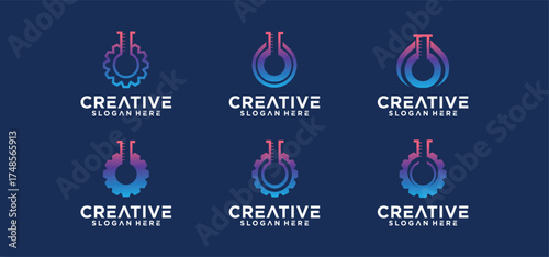 Technology Lab Logo Design, Lab bottle Logo Design, Laboratory glass logo with logo concept.
