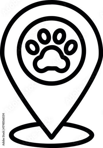 Pets here pinpoint icon vector. Pet shop map point sign vector illustration.
