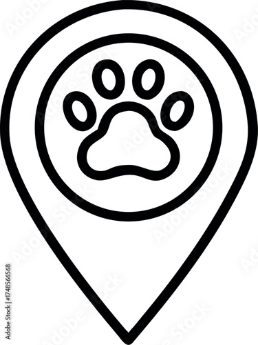 Pets here pinpoint icon vector. Pet shop map point sign vector illustration.
