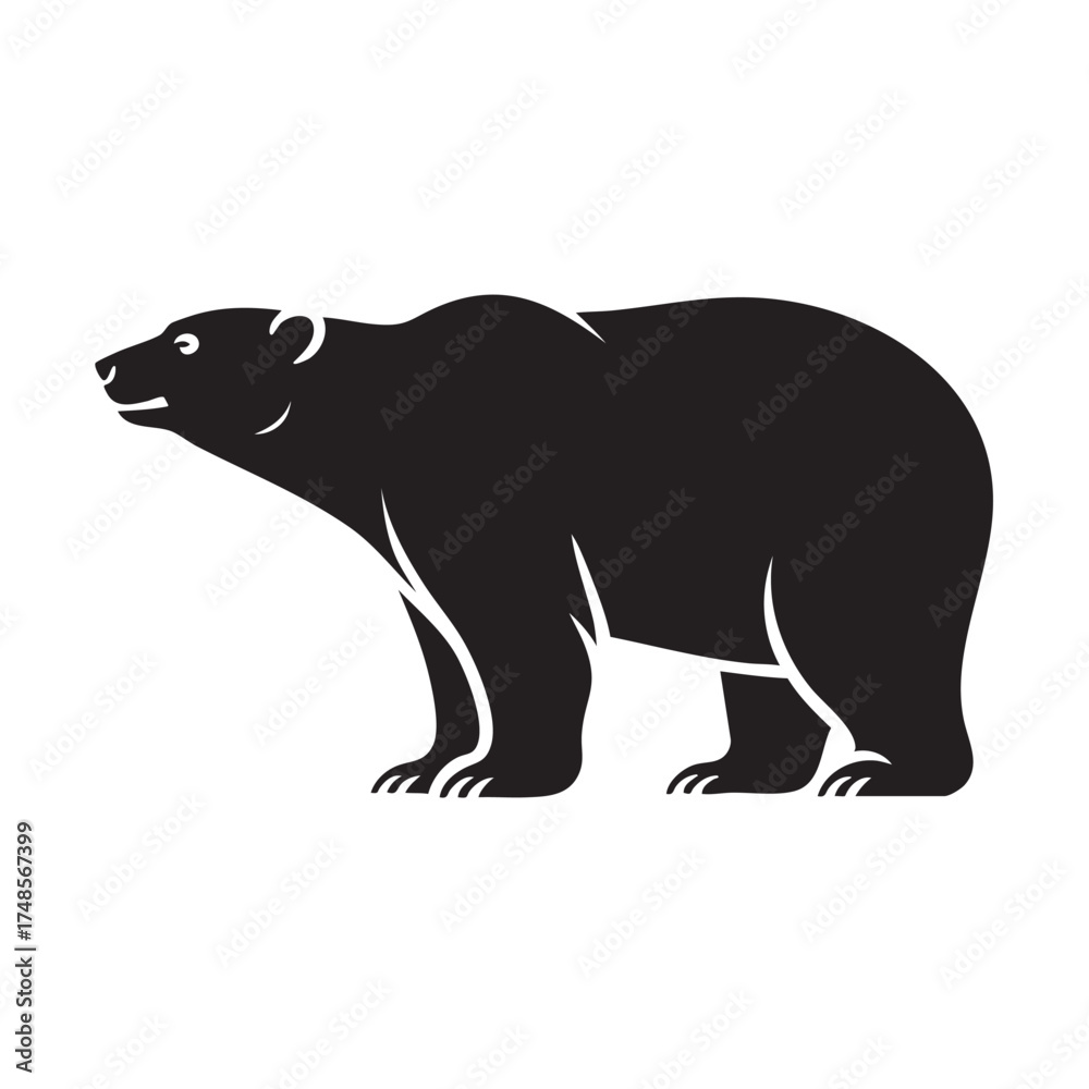 Obraz premium Simple Happy Bear Walking Vector Silhouette Icon