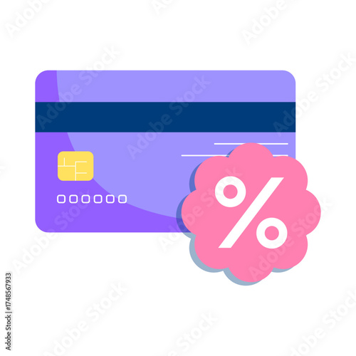 Credit Card with Percentage Symbol for Discounts