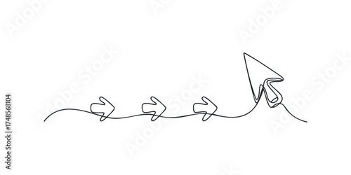 Continuous line drawing of ascending arrows showing progression