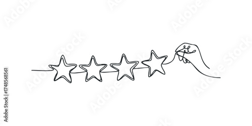 Hand drawing a line of stars for rating