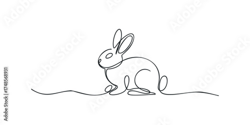 Single line drawing of a rabbit