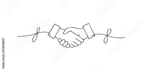 Handshake Symbol with Flourish Lines