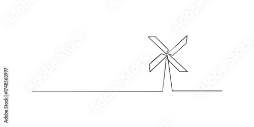 Abstract windmill graphic in minimal line art style