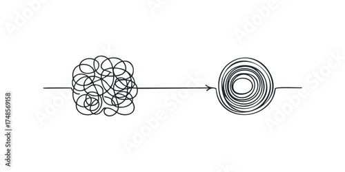 Line transition from chaotic tangle to organized spiral