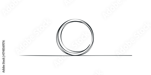Hand drawn circle on a thin horizontal line