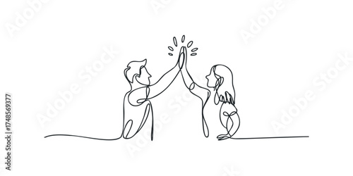Two people give each other a high five gesture