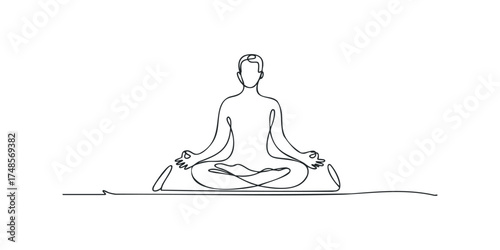 Minimalist line art person meditating in lotus pose