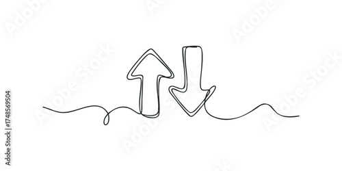 Up and Down Arrows Line Graphic