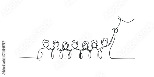 Group of People in Single Line Formation Raising Arms Together