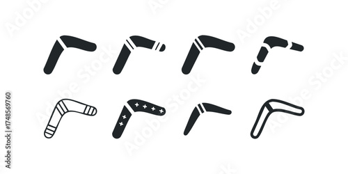 Set of eight throwing stick icons