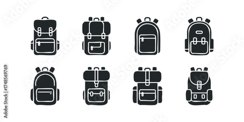 Collection of simple backpack icons