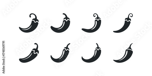 Collection of Chili Pepper Silhouettes