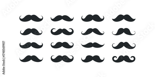 Multiple Black Mustaches Arranged in Grid