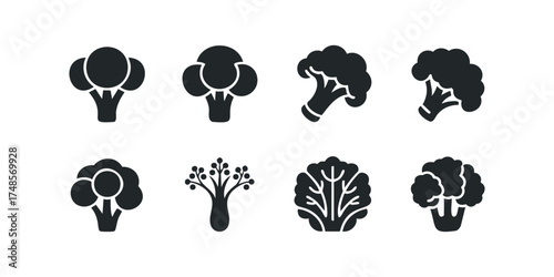Broccoli Vegetable Icons Collection