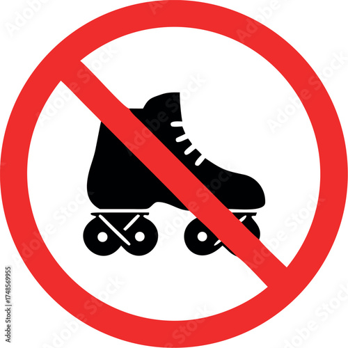 No roller skates vector, prohibition sign vector illustration.