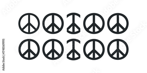 Multiple Black Peace Symbols Arranged in Rows