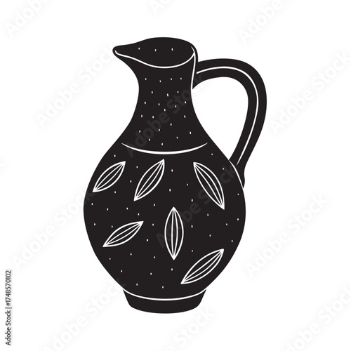Earthenware Jug Classic Silhouette Vector