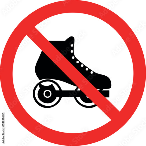 No roller skates vector, prohibition sign vector illustration.
