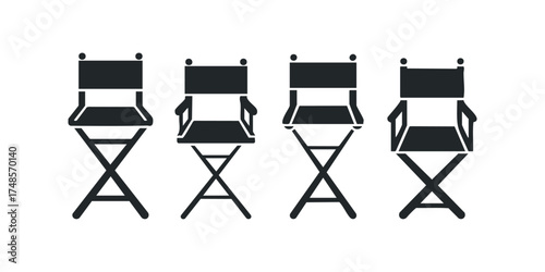 Four director chairs lined up side by side